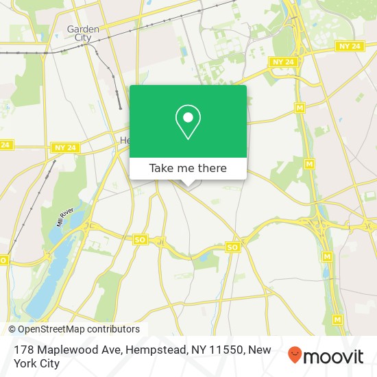 Mapa de 178 Maplewood Ave, Hempstead, NY 11550