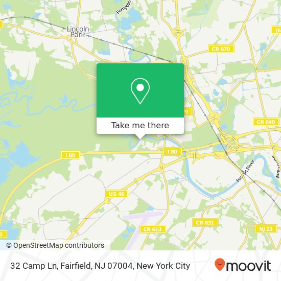 Mapa de 32 Camp Ln, Fairfield, NJ 07004
