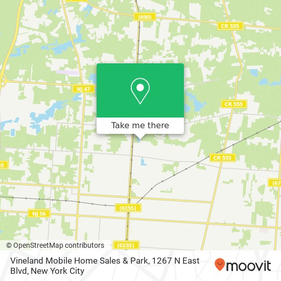 Mapa de Vineland Mobile Home Sales & Park, 1267 N East Blvd