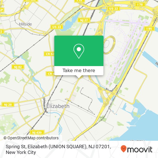 Spring St, Elizabeth (UNION SQUARE), NJ 07201 map