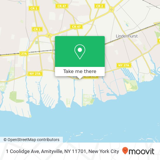Mapa de 1 Coolidge Ave, Amityville, NY 11701