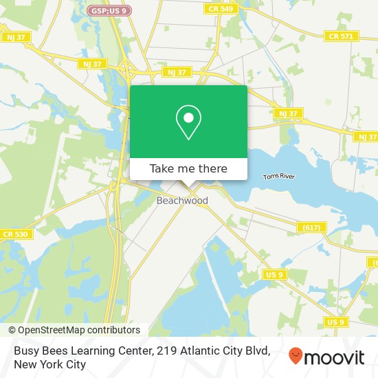 Mapa de Busy Bees Learning Center, 219 Atlantic City Blvd