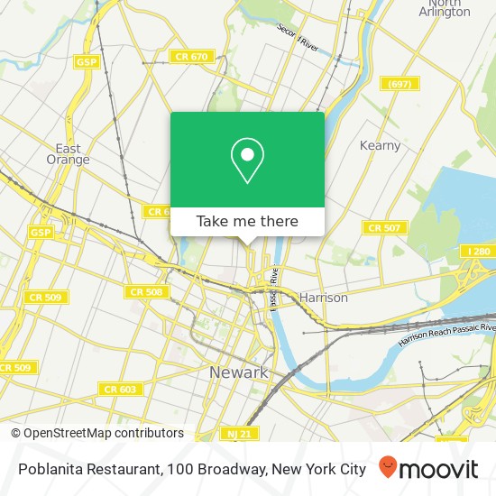 Poblanita Restaurant, 100 Broadway map
