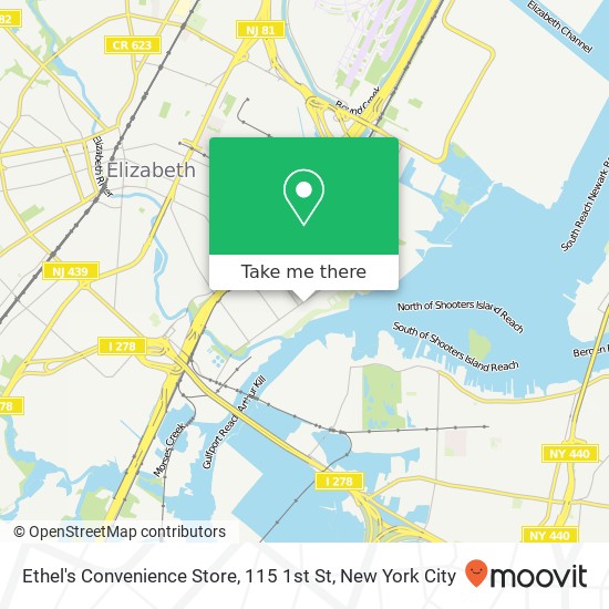 Mapa de Ethel's Convenience Store, 115 1st St