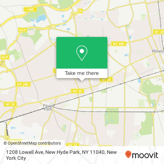 Mapa de 1208 Lowell Ave, New Hyde Park, NY 11040
