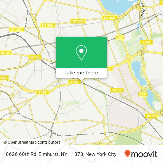 Mapa de 8626 60th Rd, Elmhurst, NY 11373
