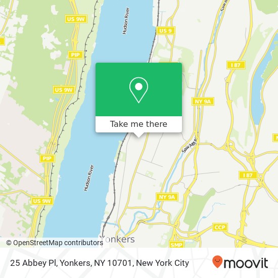 Mapa de 25 Abbey Pl, Yonkers, NY 10701