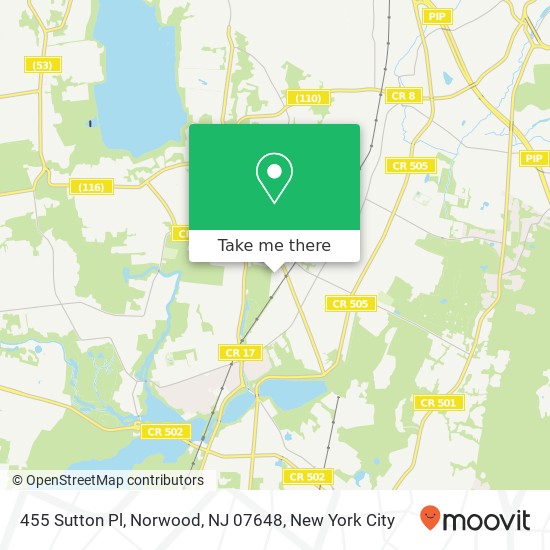 Mapa de 455 Sutton Pl, Norwood, NJ 07648