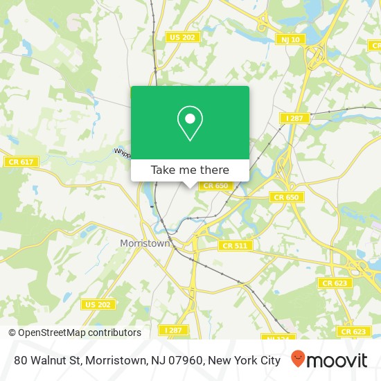 Mapa de 80 Walnut St, Morristown, NJ 07960