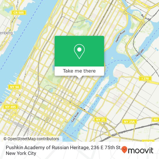 Mapa de Pushkin Academy of Russian Heritage, 236 E 75th St