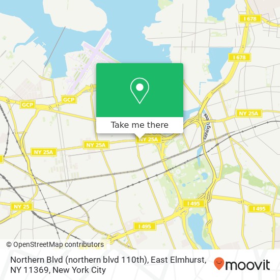 Mapa de Northern Blvd (northern blvd 110th), East Elmhurst, NY 11369