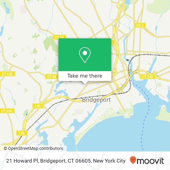 Mapa de 21 Howard Pl, Bridgeport, CT 06605