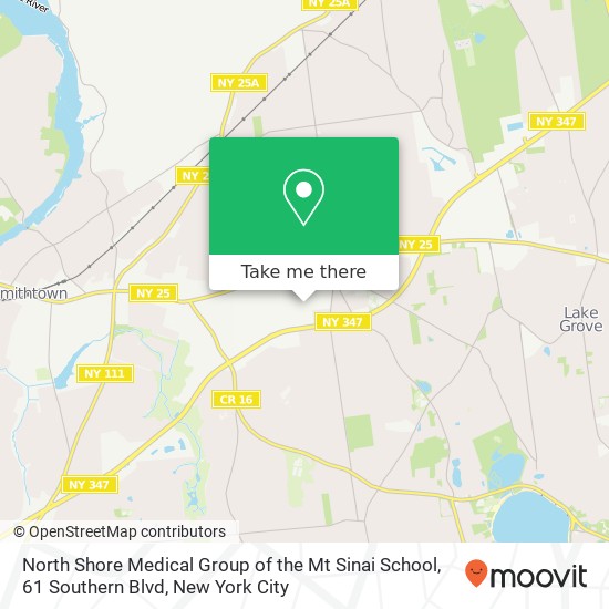 Mapa de North Shore Medical Group of the Mt Sinai School, 61 Southern Blvd