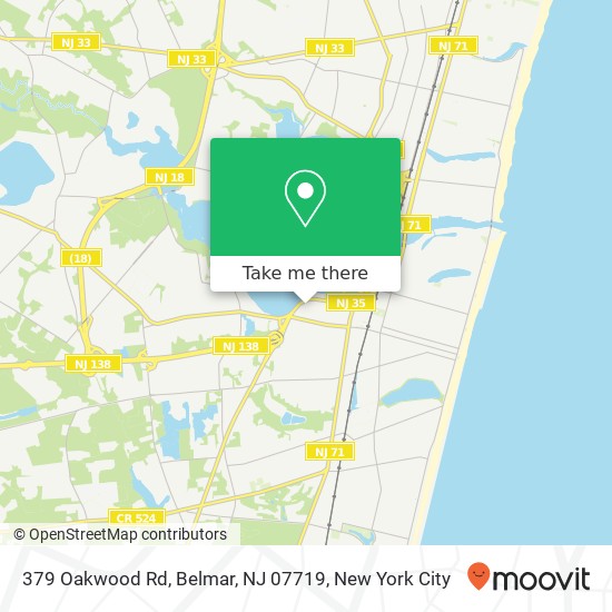 Mapa de 379 Oakwood Rd, Belmar, NJ 07719