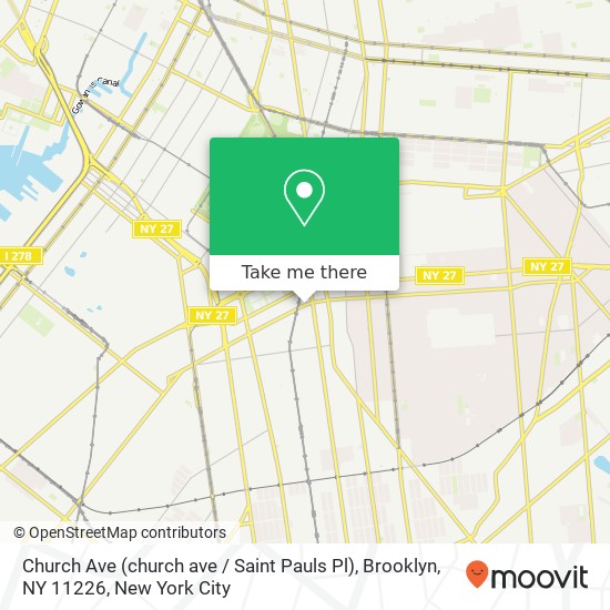 Mapa de Church Ave (church ave / Saint Pauls Pl), Brooklyn, NY 11226