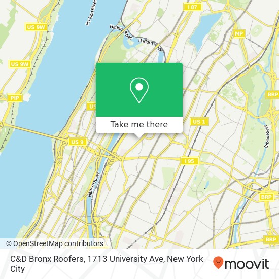 Mapa de C&D Bronx Roofers, 1713 University Ave