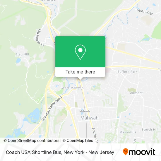 Coach USA Shortline Bus map