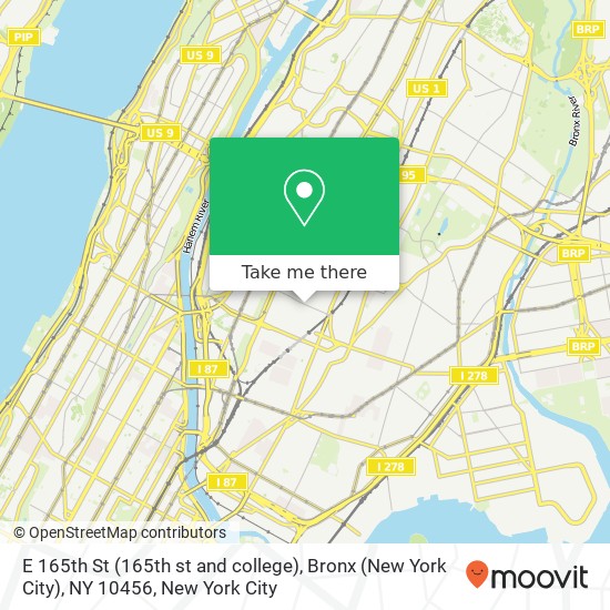 Mapa de E 165th St (165th st and college), Bronx (New York City), NY 10456