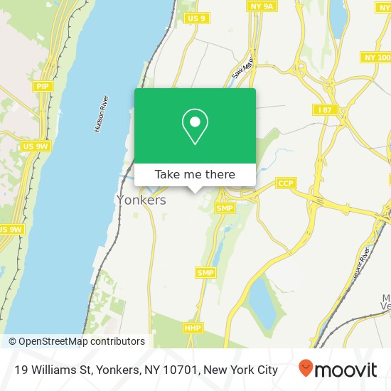 Mapa de 19 Williams St, Yonkers, NY 10701