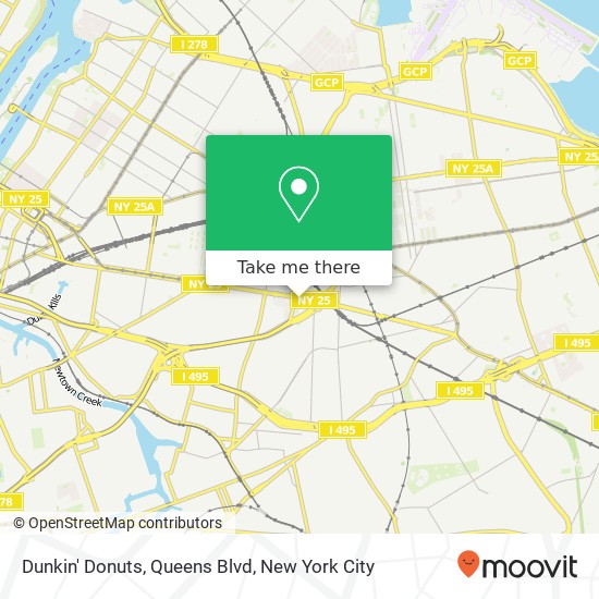 Mapa de Dunkin' Donuts, Queens Blvd