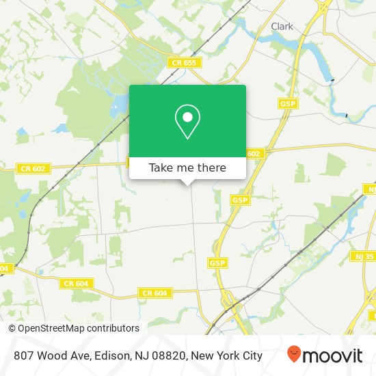 Mapa de 807 Wood Ave, Edison, NJ 08820