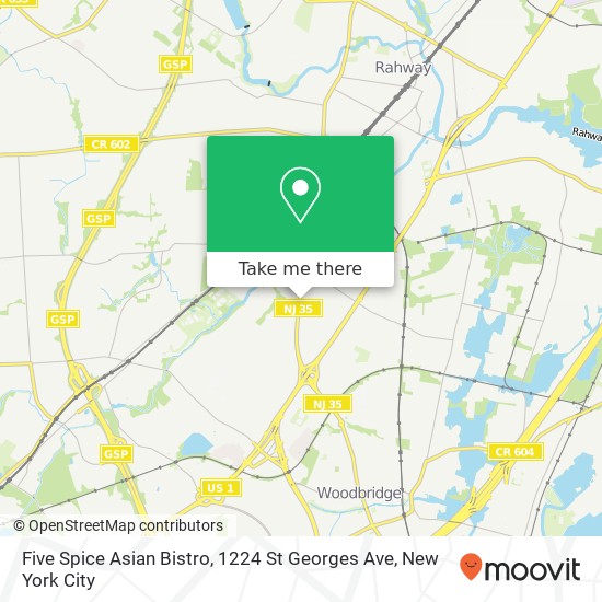 Mapa de Five Spice Asian Bistro, 1224 St Georges Ave