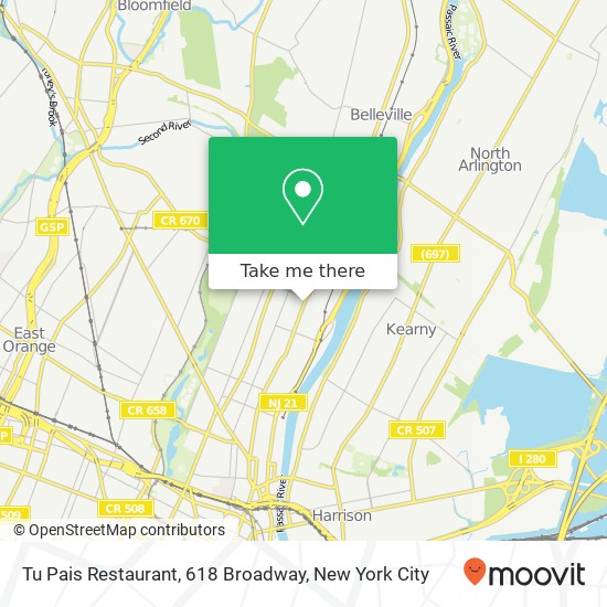 Tu Pais Restaurant, 618 Broadway map