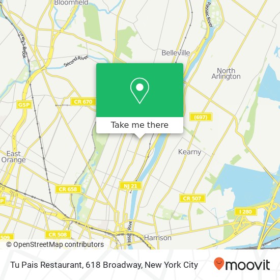 Mapa de Tu Pais Restaurant, 618 Broadway