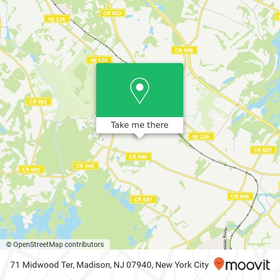 Mapa de 71 Midwood Ter, Madison, NJ 07940