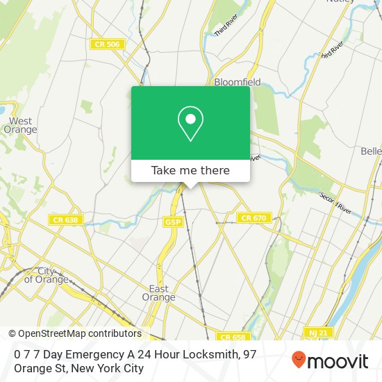 0 7 7 Day Emergency A 24 Hour Locksmith, 97 Orange St map