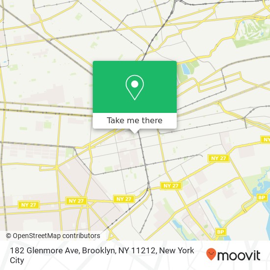 Mapa de 182 Glenmore Ave, Brooklyn, NY 11212