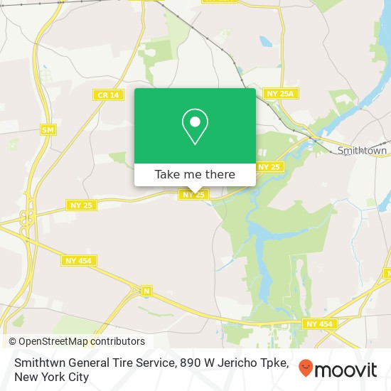 Mapa de Smithtwn General Tire Service, 890 W Jericho Tpke