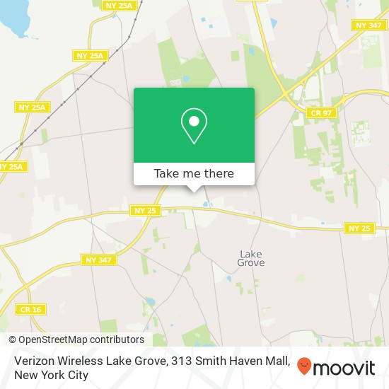 Mapa de Verizon Wireless Lake Grove, 313 Smith Haven Mall