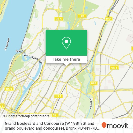 Mapa de Grand Boulevard and Concourse (W 198th St and grand boulevard and concourse), Bronx, <B>NY< / B> 10468