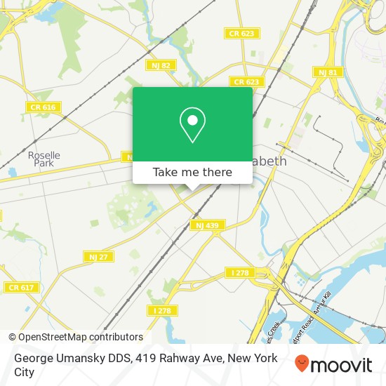 Mapa de George Umansky DDS, 419 Rahway Ave
