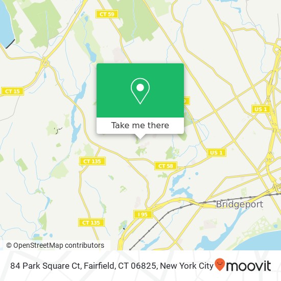 Mapa de 84 Park Square Ct, Fairfield, CT 06825