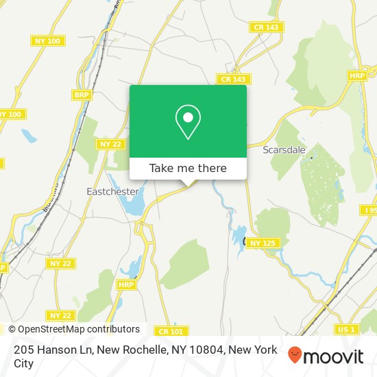 Mapa de 205 Hanson Ln, New Rochelle, NY 10804