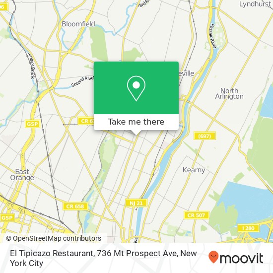 Mapa de El Tipicazo Restaurant, 736 Mt Prospect Ave