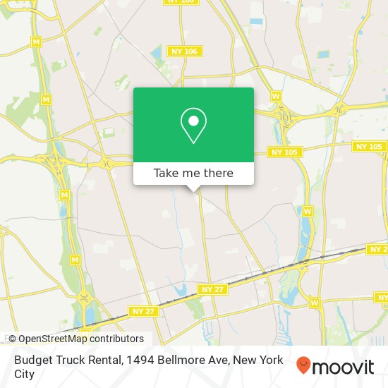 Mapa de Budget Truck Rental, 1494 Bellmore Ave