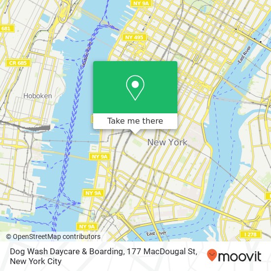 Dog Wash Daycare & Boarding, 177 MacDougal St map