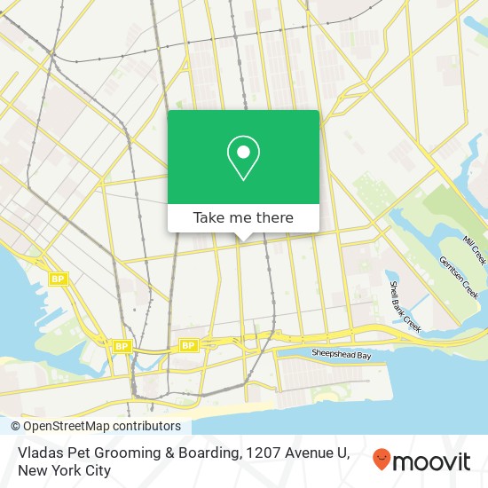 Mapa de Vladas Pet Grooming & Boarding, 1207 Avenue U