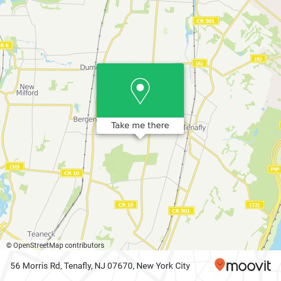 Mapa de 56 Morris Rd, Tenafly, NJ 07670