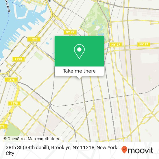 Mapa de 38th St (38th dahill), Brooklyn, NY 11218