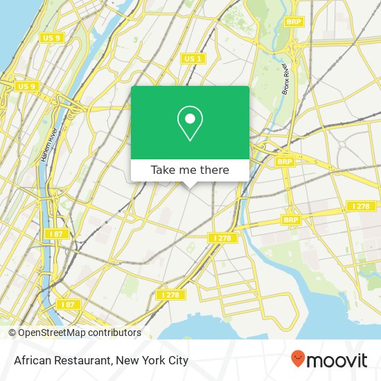 Mapa de African Restaurant, 1339 Prospect Ave