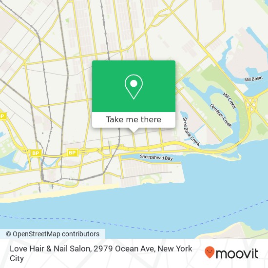 Mapa de Love Hair & Nail Salon, 2979 Ocean Ave