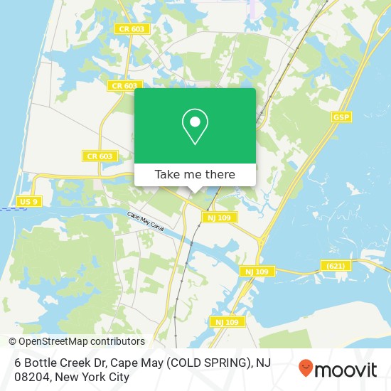 Mapa de 6 Bottle Creek Dr, Cape May (COLD SPRING), NJ 08204