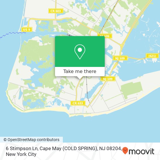 Mapa de 6 Stimpson Ln, Cape May (COLD SPRING), NJ 08204