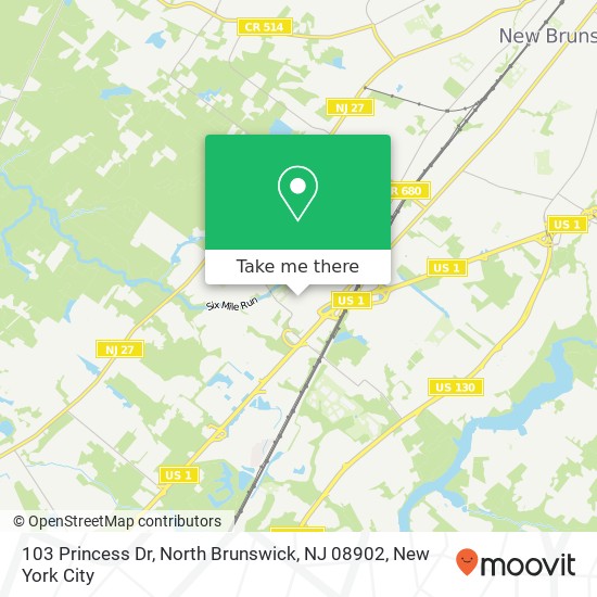 Mapa de 103 Princess Dr, North Brunswick, NJ 08902