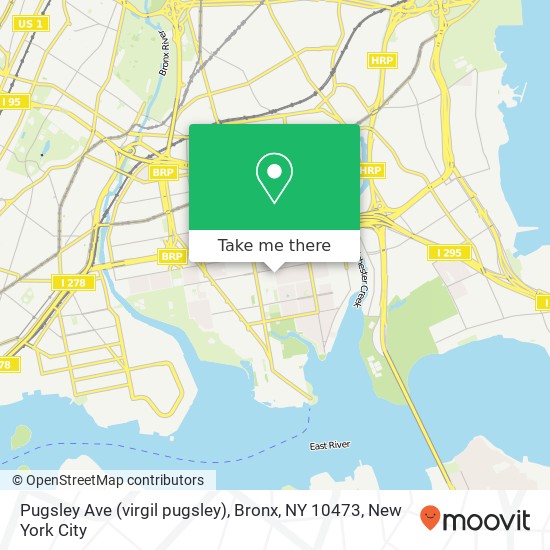 Mapa de Pugsley Ave (virgil pugsley), Bronx, NY 10473