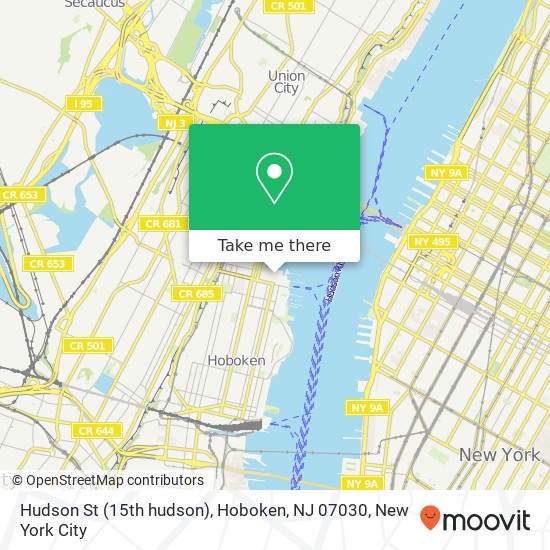 Mapa de Hudson St (15th hudson), Hoboken, NJ 07030